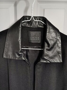 The Limited Men’s Black Pea Coat with Leather-Look Collar